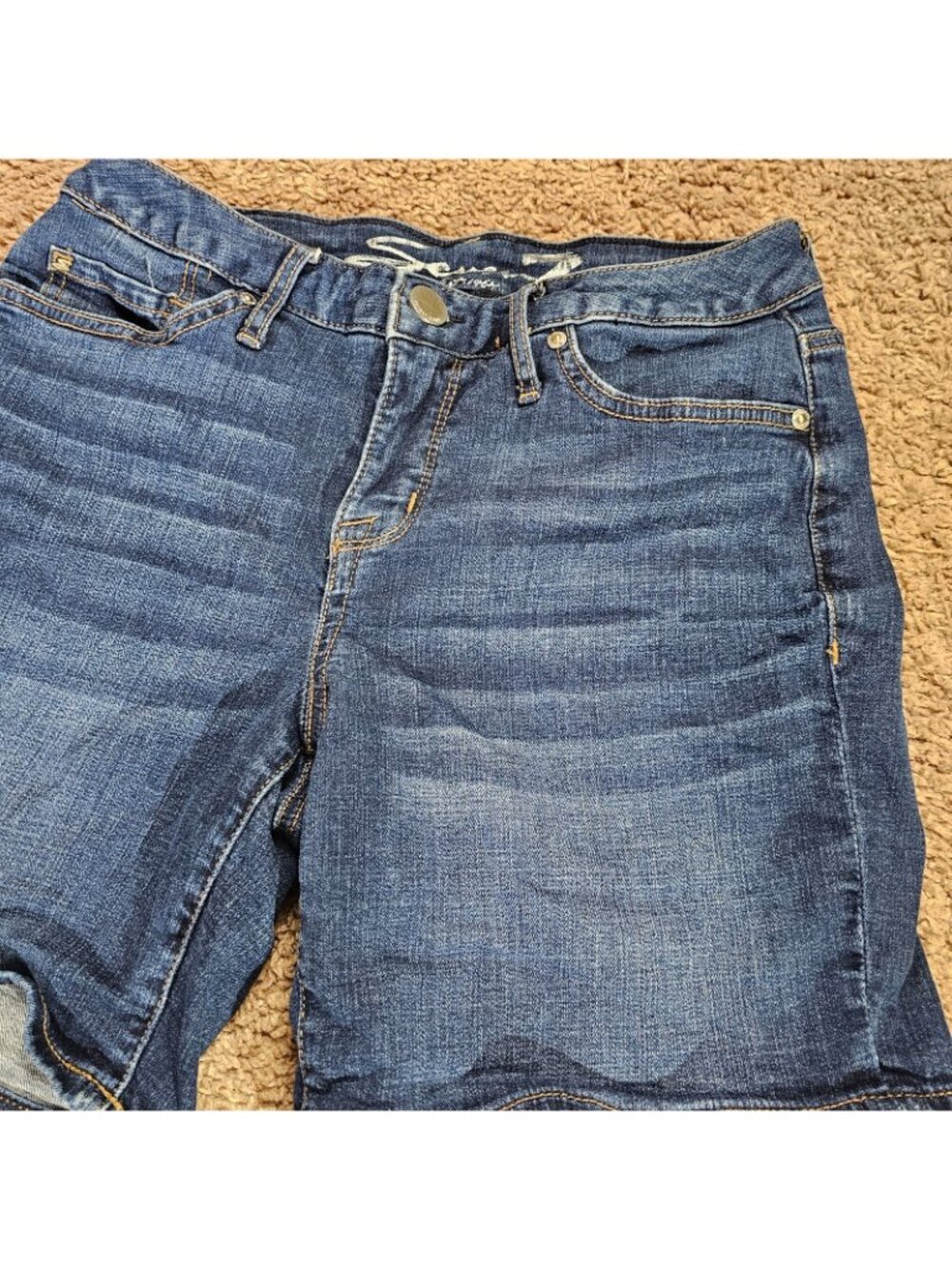 Seven7 Jean Shorts Womens 4 Blue Mid Rise Bermuda Denim Stretch - Picture 2 of 8